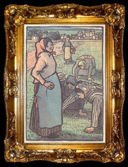 framed  Camille Pissarro Weeder from Work in the field, ta009-2